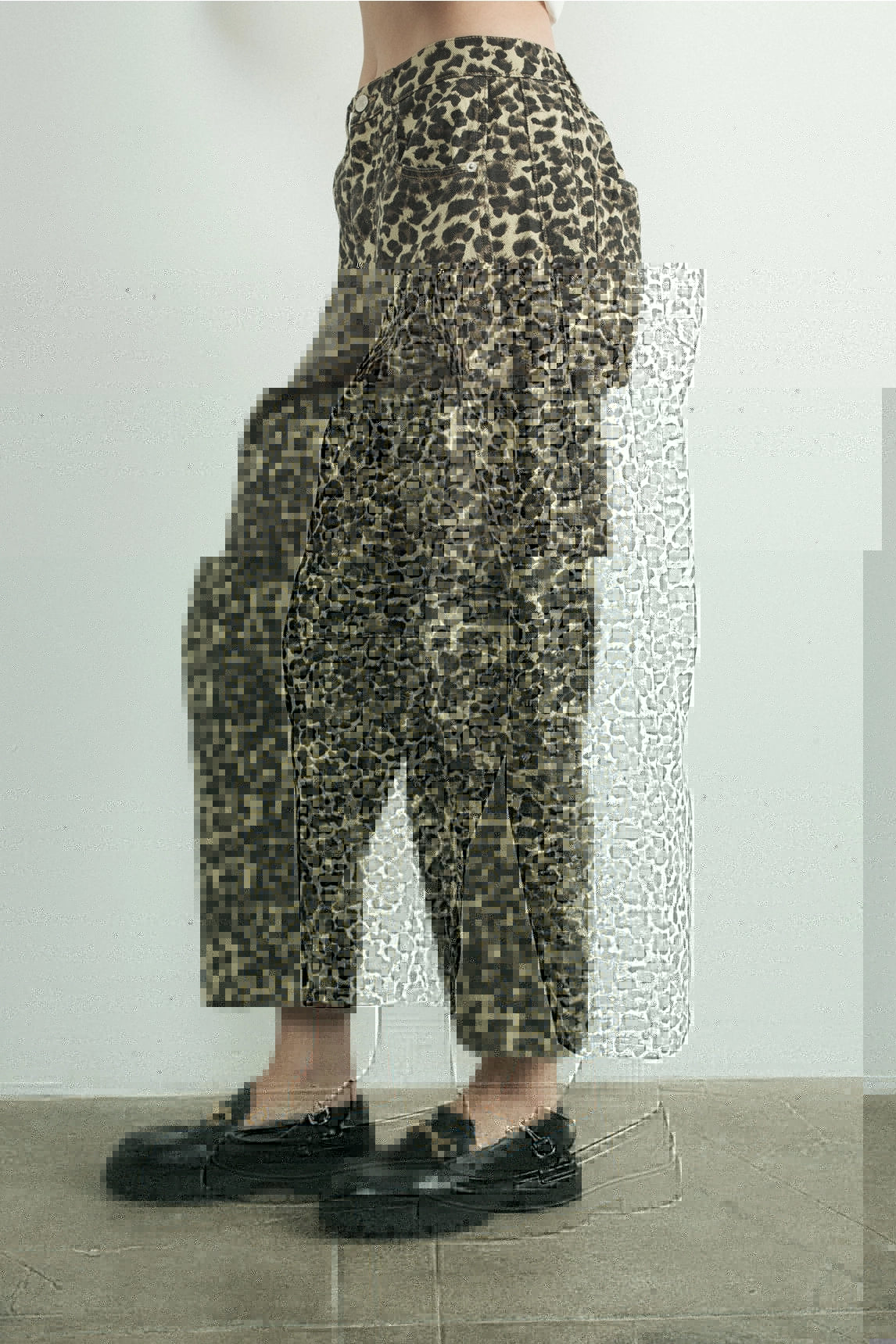 Leopard Print Denim Pants