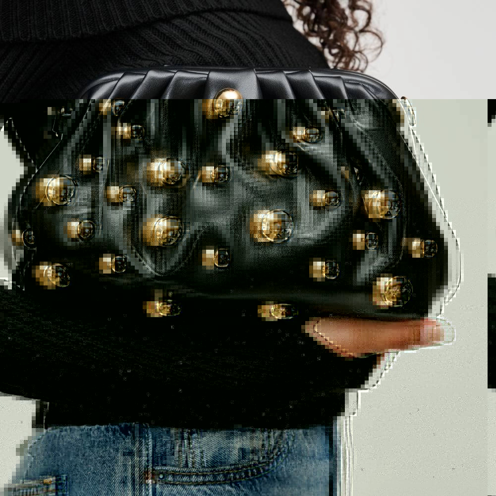 Carey Studded Clutch - Black