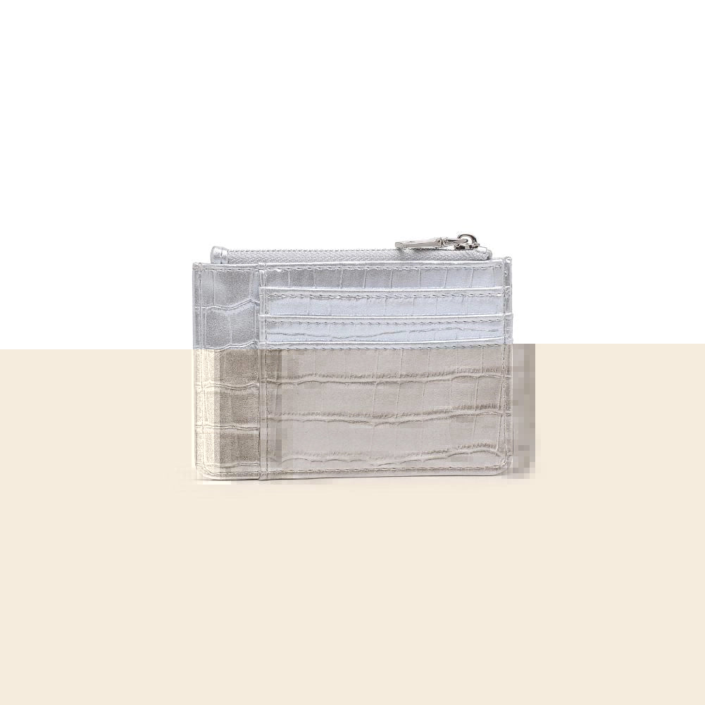 Afina Croc Card Holder Wallet - Silver