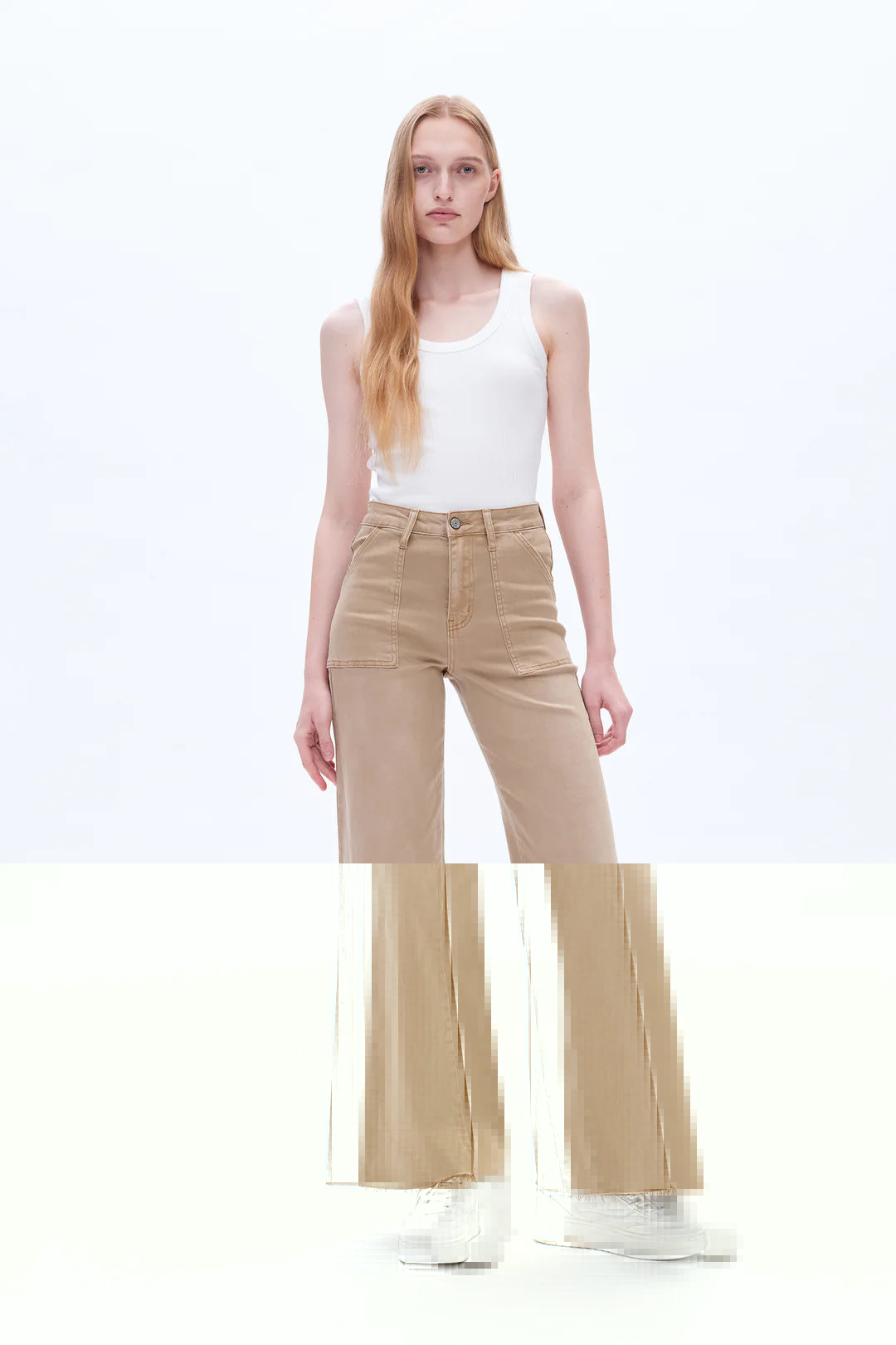 Utility Patch Pocket Wide Leg Jeans