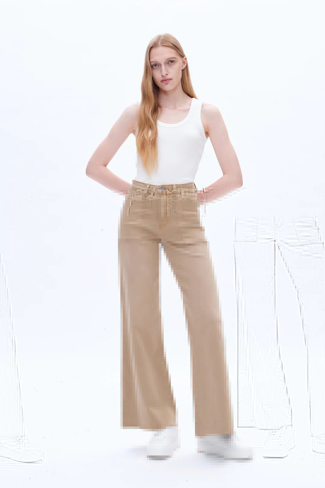 Utility Patch Pocket Wide Leg Jeans