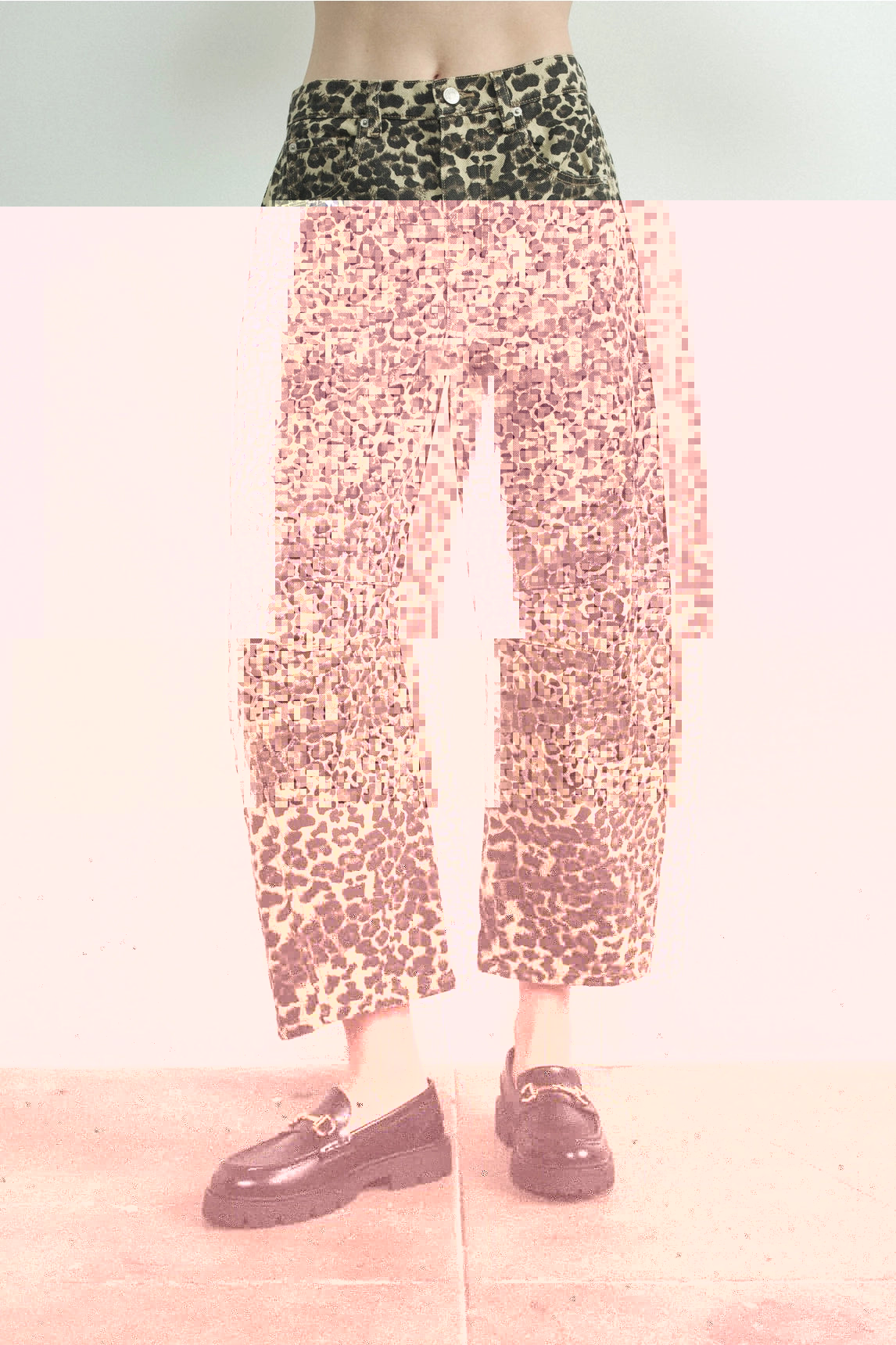 Leopard Print Denim Pants