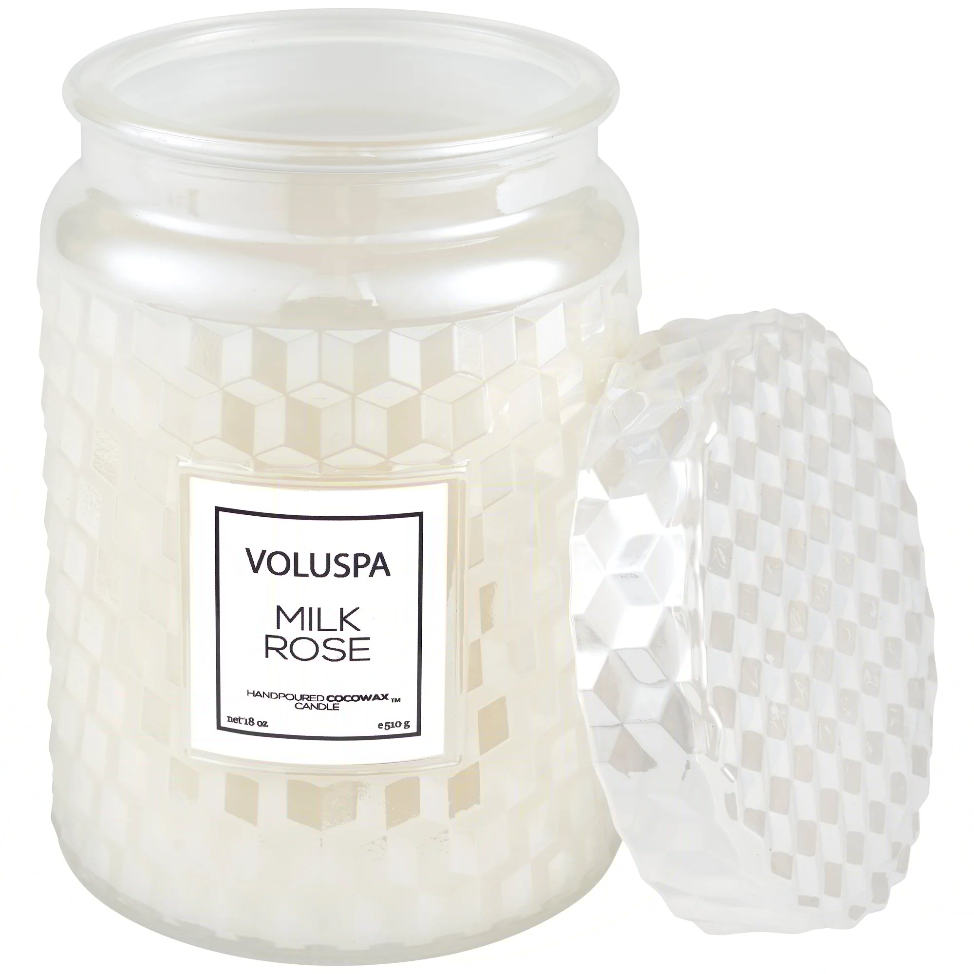 Voluspa Large Glass Jar Candle - 18 oz - MILK ROSE