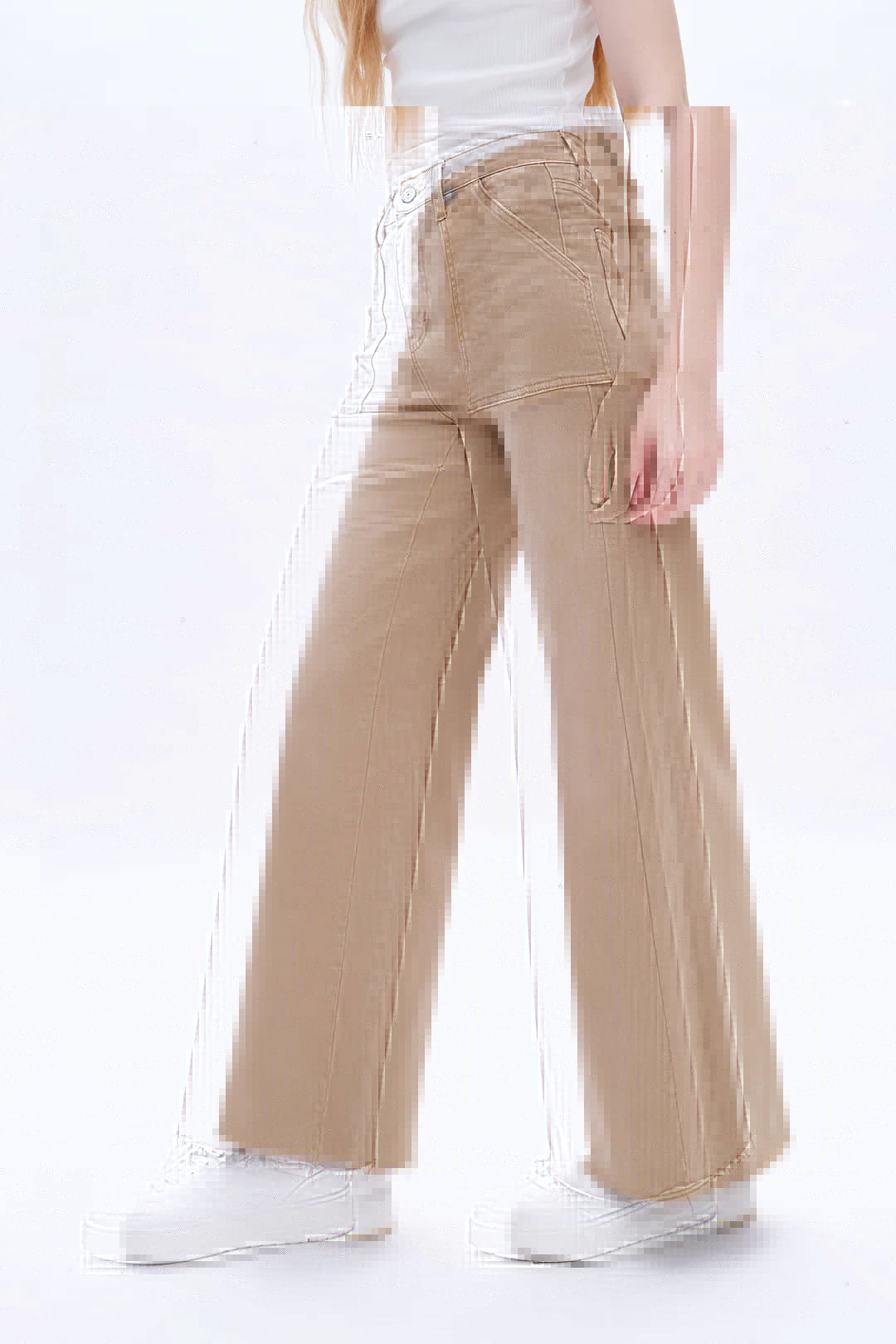 Utility Patch Pocket Wide Leg Jeans