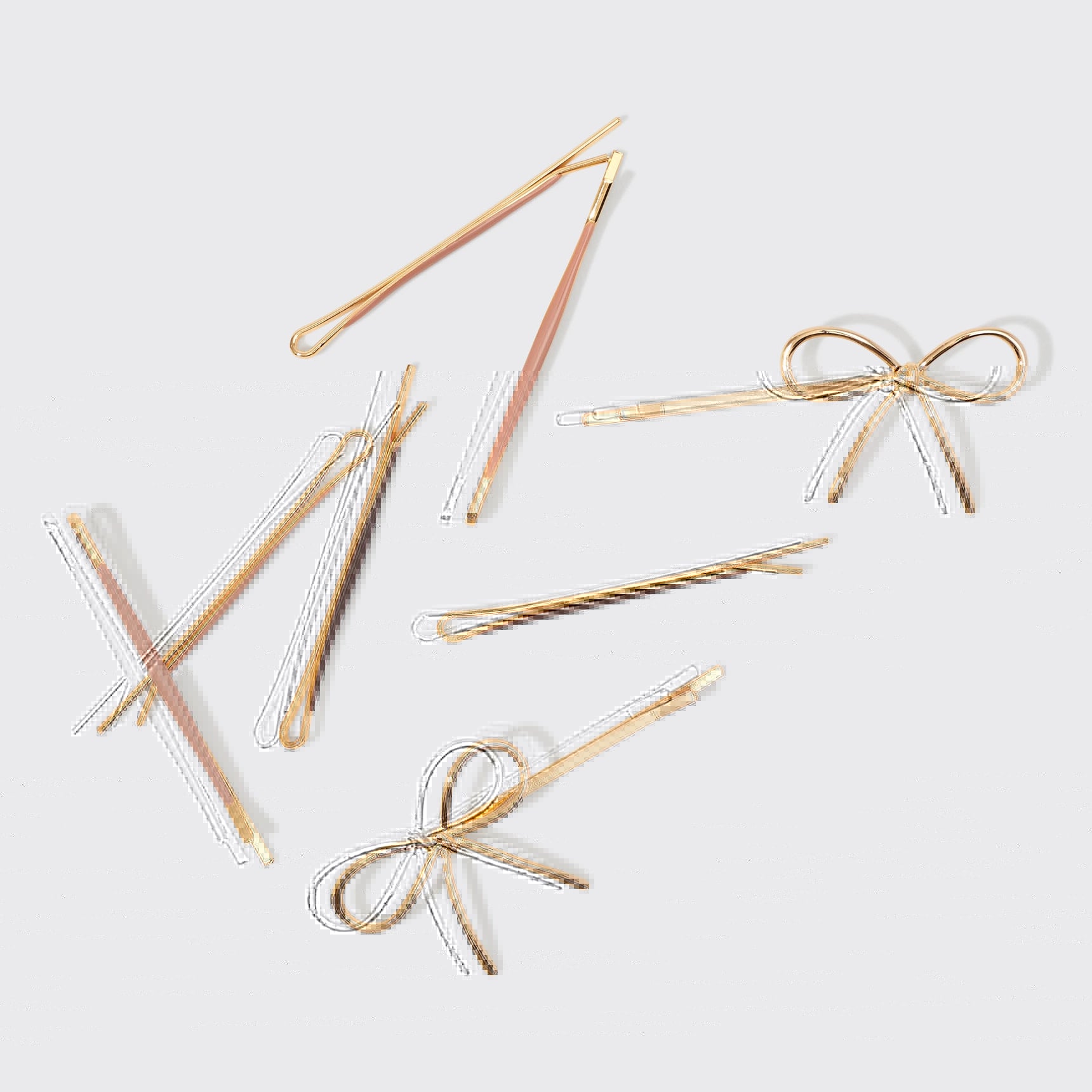 KITSCH Metal Enamel Bow Bobby Pin Set - 8 pc