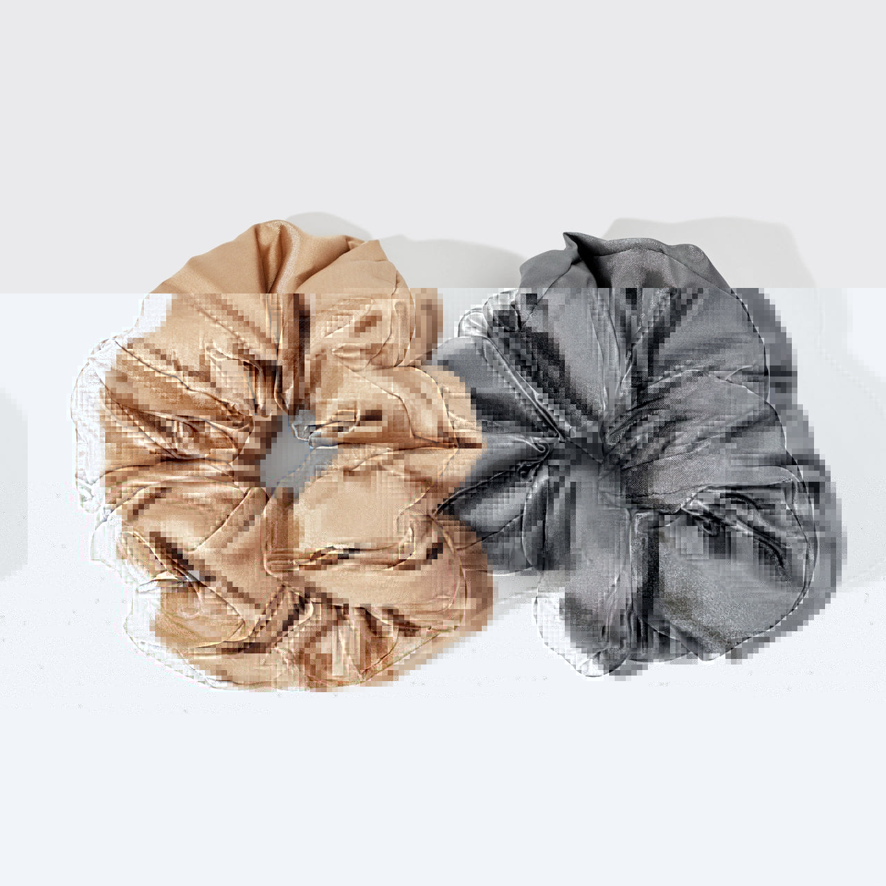 KITSCH - Satin Pillow Scrunchies - Charcoal/Gold