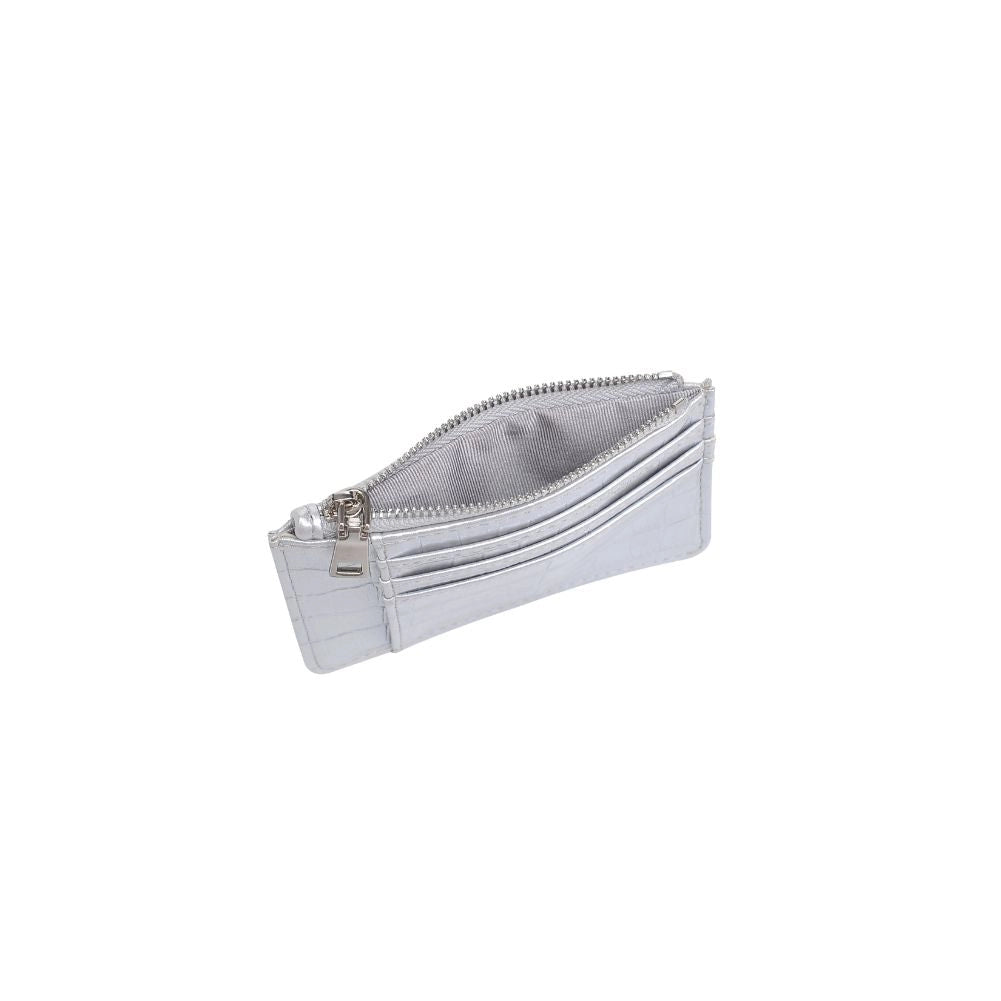 Afina Croc Card Holder Wallet - Silver