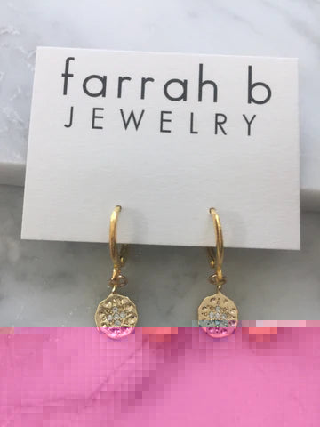 Farrah B Coin Star Huggie Earrings