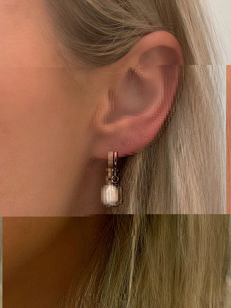 Farrah B Pearl Huggie Earrings